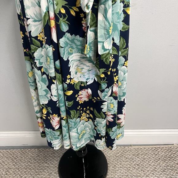 Charter Club Dress Plus size 3X Blue Green Floral Tropical Floral Stretch Knee - Picture 6 of 13